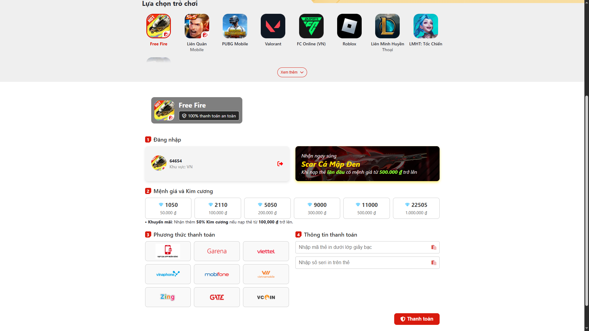 Sharecode Nạp Thẻ Full Game