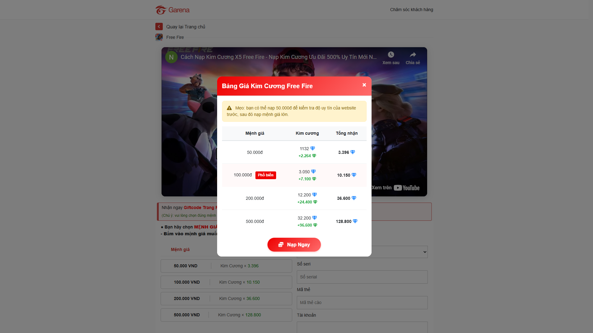 Phishing nạp thẻ freefire