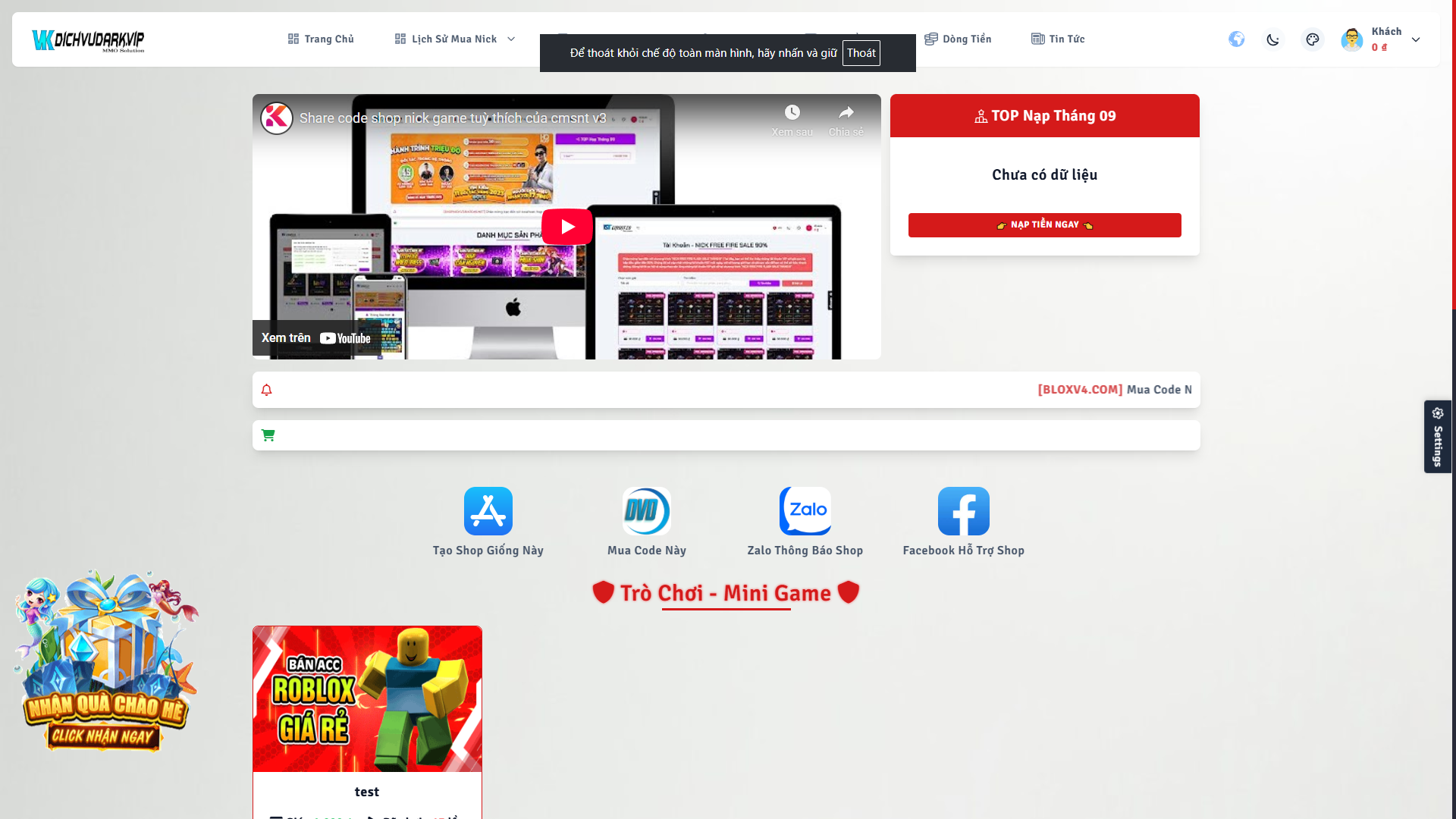 Shop V3 Bán Acc Game Tuỳ Chỉnh